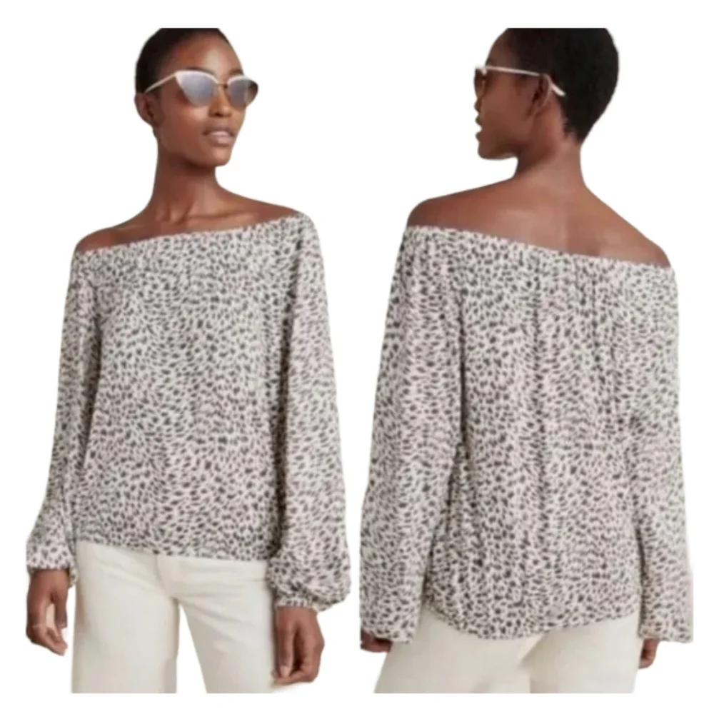 Anthropologie Leopard Cascais Off the Shoulder Top Size Small - Picture 2 of 7